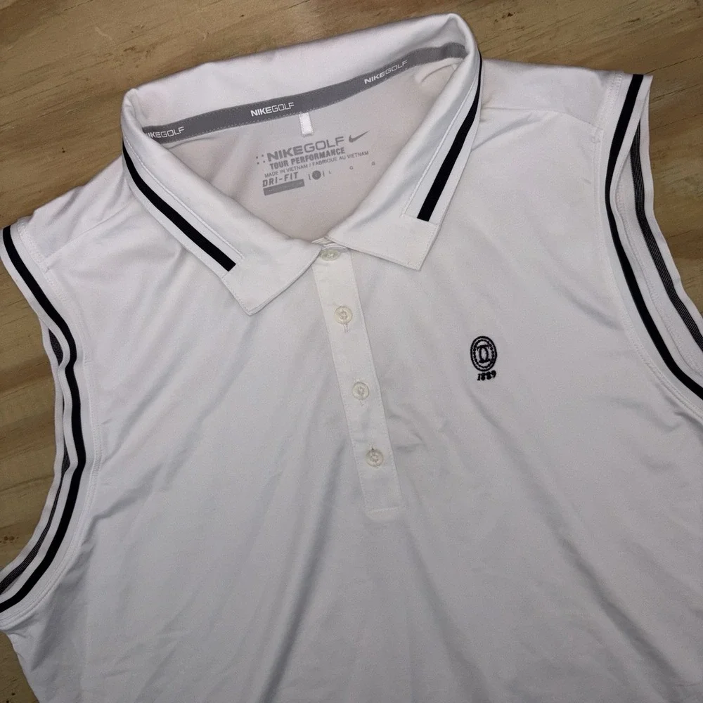 Nike Golf‎ Tour Performance Dri-Fit Sleeveless Polo White Tank Tennis Pickleball